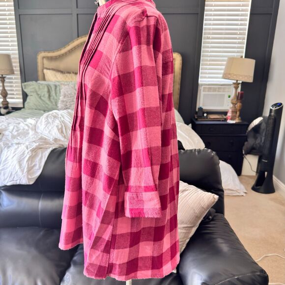BlairBuffalo Plaid Button Front Tunic Top Women’s Plus L 100% Cotton Long Sleeve - Picture 4 of 7